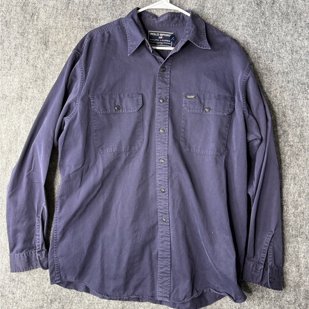 Polo Sport Ralph Lauren Navy Blue Shirt Size L Long Sleeve Utility Pockets